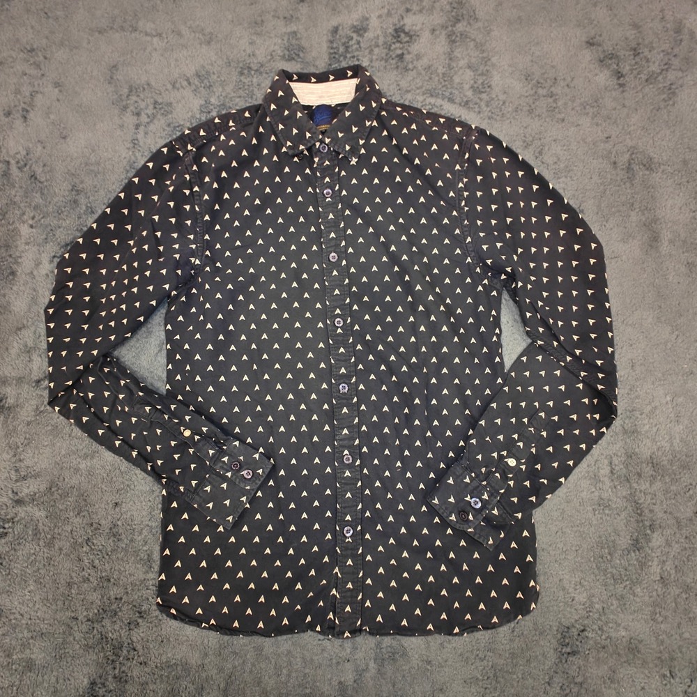 Scotch & Soda Amsterdams Blauw Mens Navy Blue Geometric Arrow Print Shirt Small